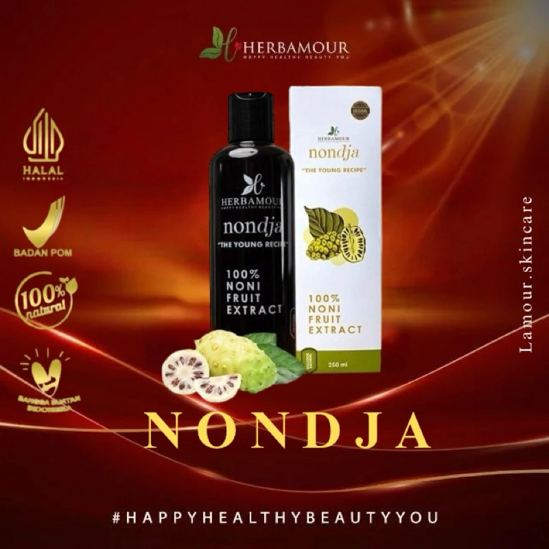 NONDJA by Herbalov - Minuman Ekstrak Buah Noni / Ekstrak Buah Mengkudu / Sari Buah Noni / Minuman Extract Buah Mengkudu Untuk Kecantikan dan perawatan Kesehatan Kulit, Insomnia dan Meningkatkan Imun Tubuh