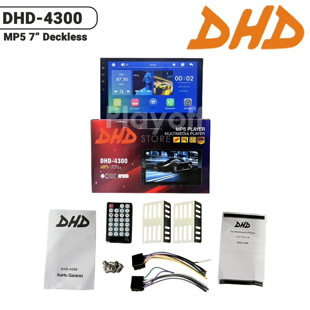 Head Unit MP5 Double Din 7 inch Mobil MirrorLink DHD-4300 Bluetooth Full Glass Touchscreen