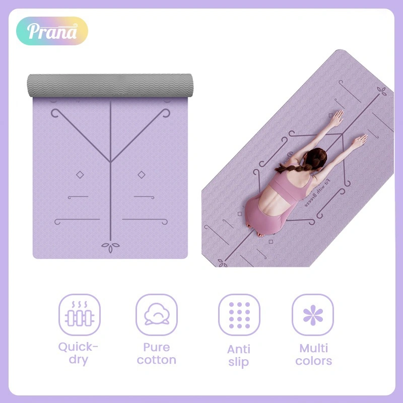 PRANA Yoga Mat Dua Sisi - Matras Yoga Anti Slip Anti Licin dengan Bahan TPE Ketebalan 5mm PN-FBB5078