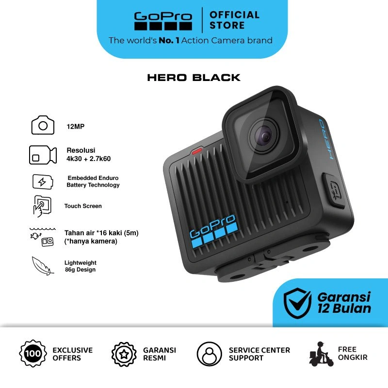 [TURUN HARGA] GoPro HERO Black - 4K Video Resolution Waterproof Action Camera