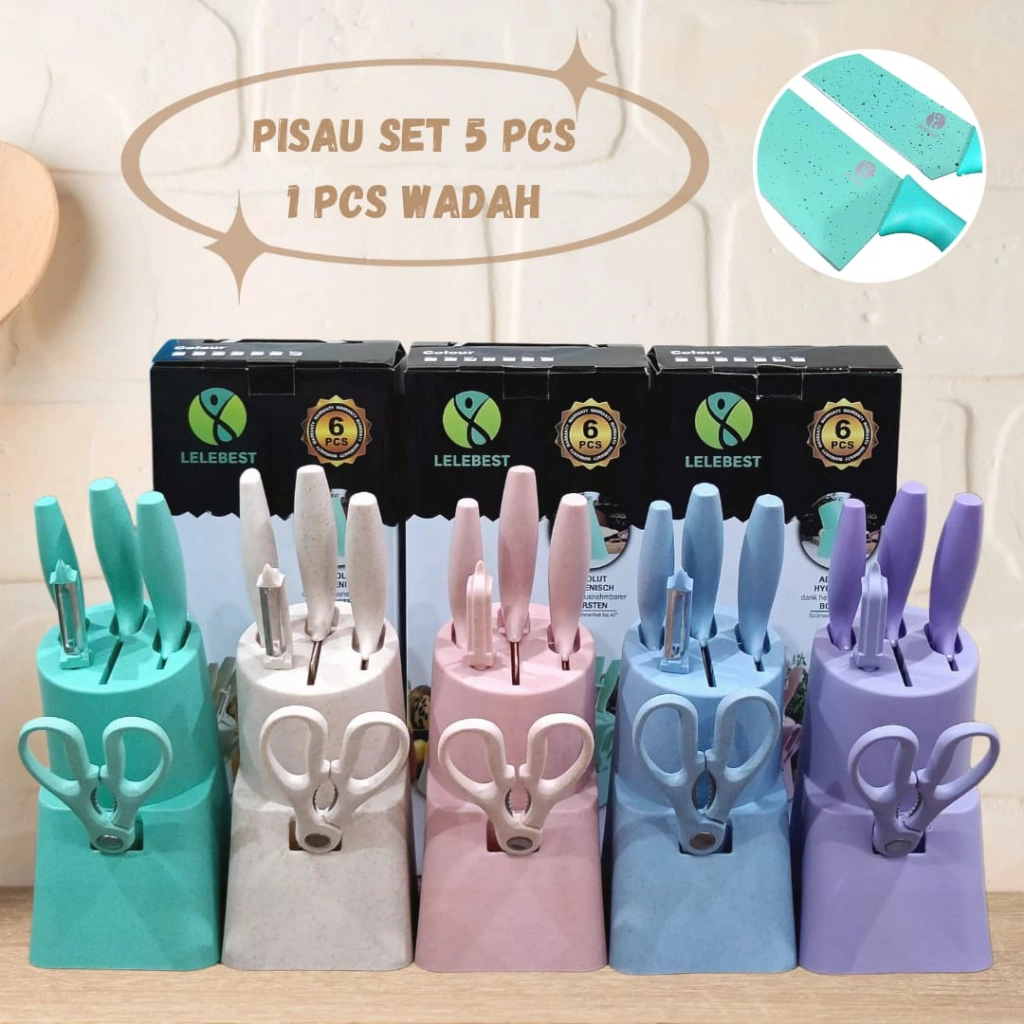 Pisau Set 6 in 1 Keramik/pisau set dapur/pisau potong+tempat pisau