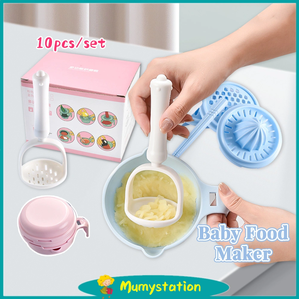 Mumystation Multifungsi Grinding Bowl Baby Food Maker Alat Pembuat Makanan Mpasi Bayi set 10Pcs