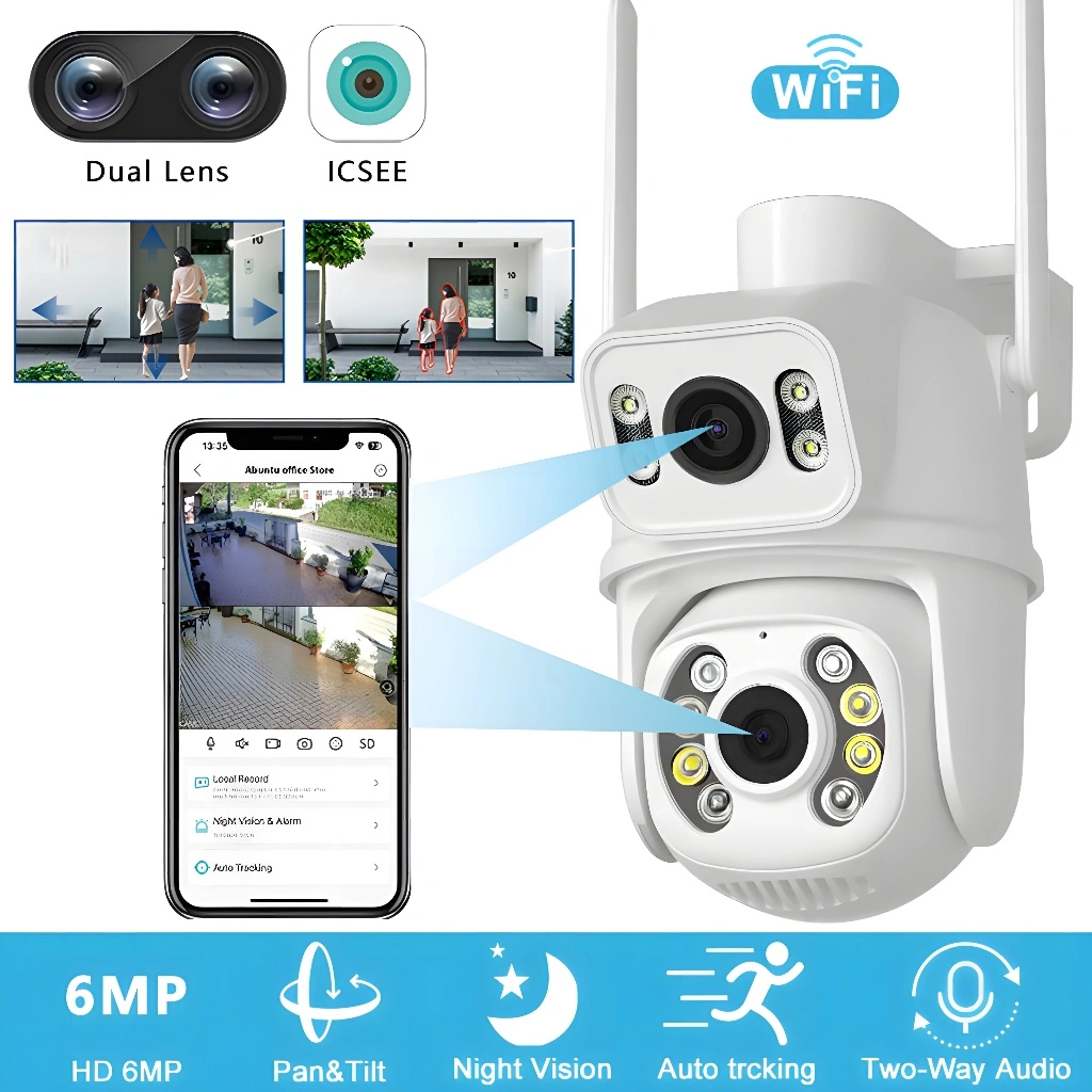 UPUPIN CCTV WiFi Outdoor 6MP Dual Lens 360° PTZ IP Camera WIFI Outdoor Kamera CCTV Waterproof HP Jarak Jauh