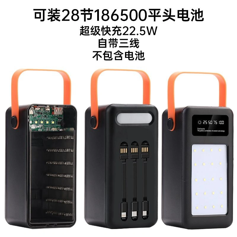 Power Bank casing isi daya USB ganda 28 x 18650 pengisian daya ponsel QC 3.0 PD20W DIY Shell 18650 pemegang baterai kotak pengisi daya