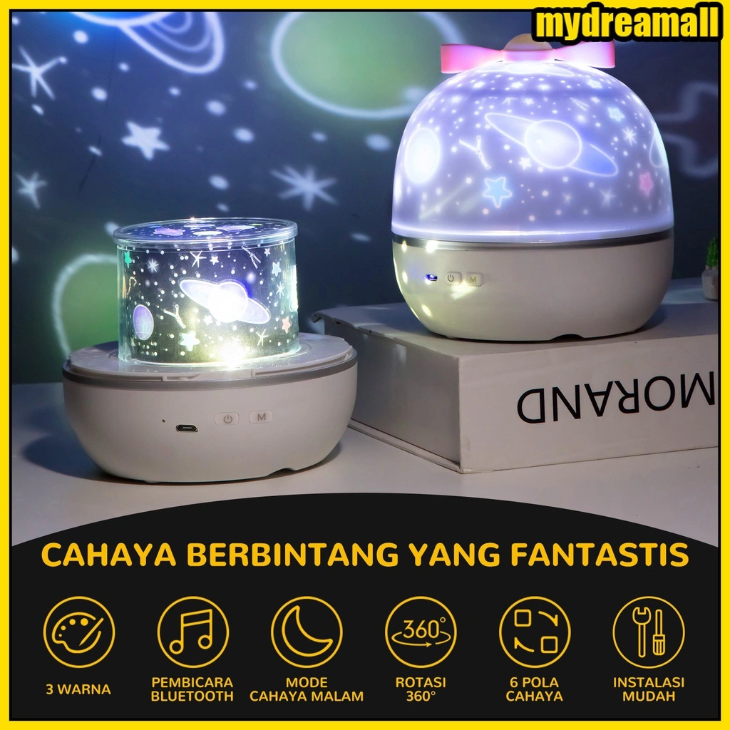 【Termurah-COD】 Lampu tidur anak-anak / Proyektor lampu malam / Lampu proyektor bulan langit malam yang berputar / Lampu malam tidur