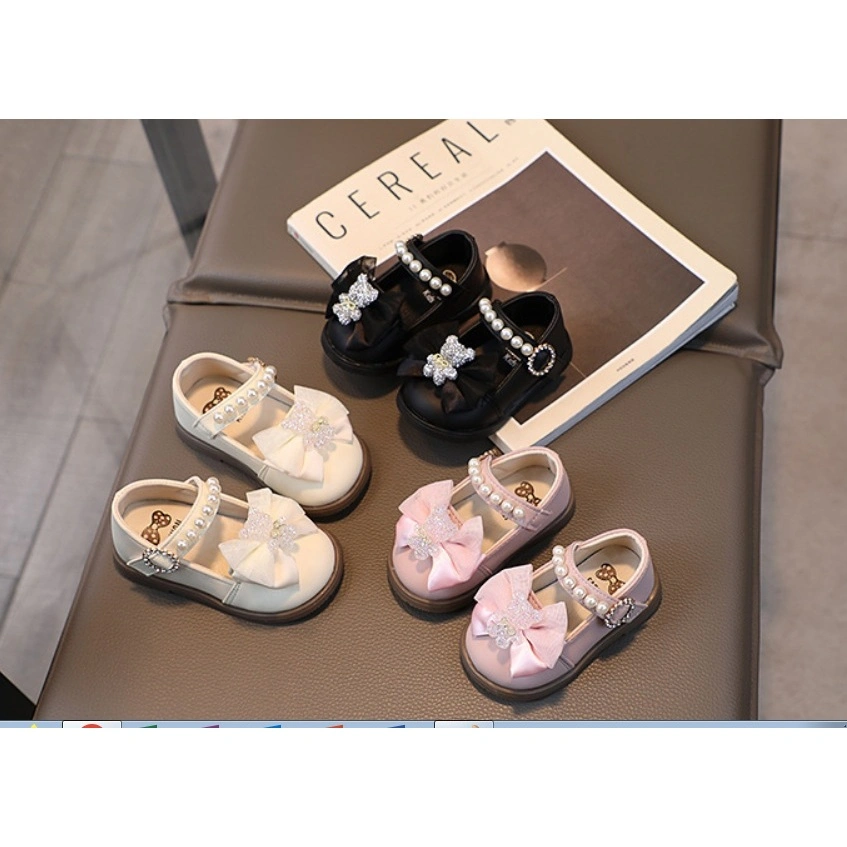 Sepatu Sandal Anak Bayi Perempuan Pesta Elegant Import Size 1 - 24 Bulan Type TEDDY MUTIARA PITA