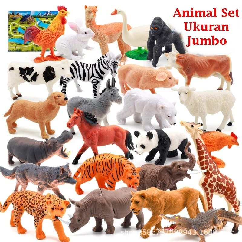 Mainan Anak ANIMAL SET JUMBO Miniatur Mainan Hewan Binatang Karet Animal Figure Set Ukuran Besar Lengkap