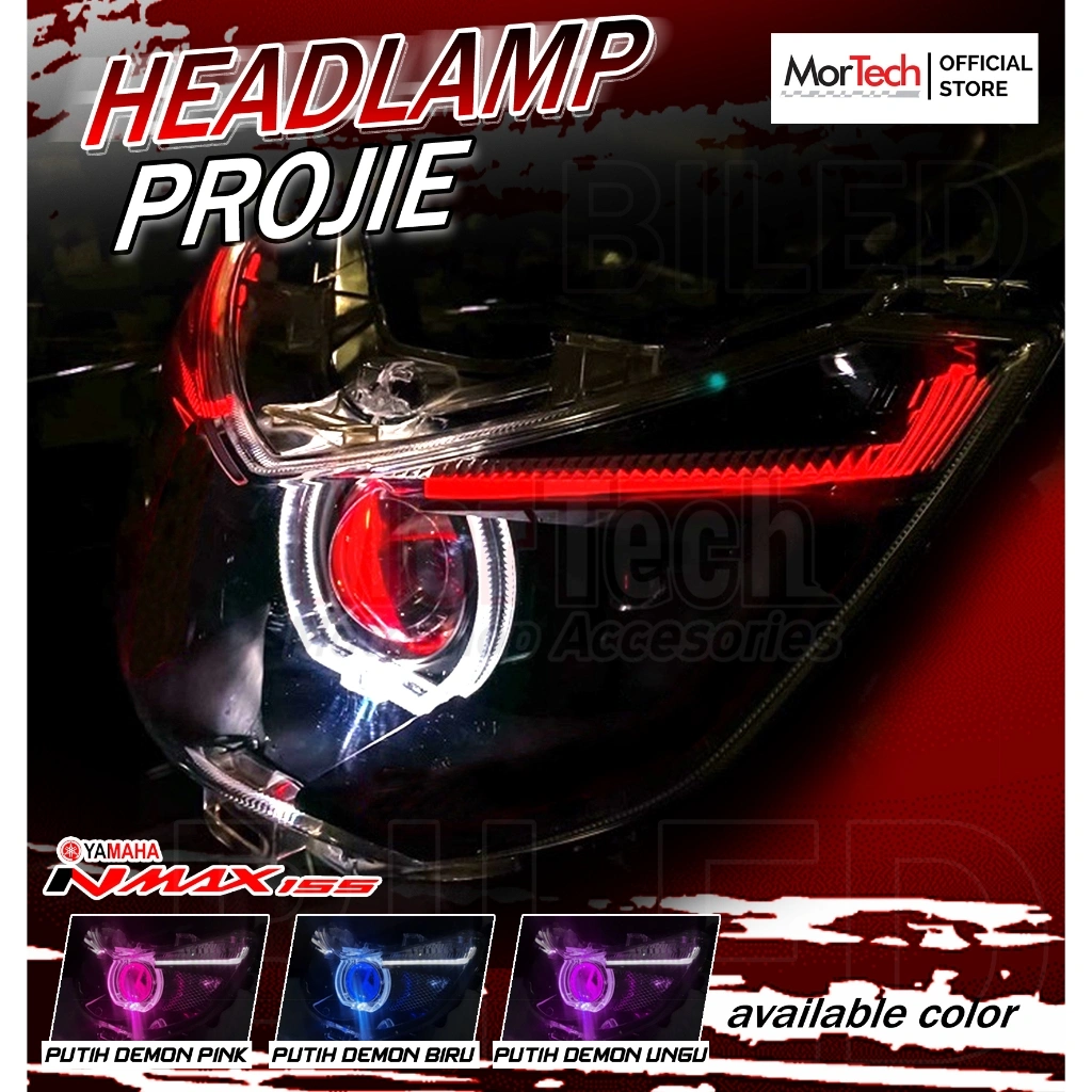 Projie Biled Nmax AES Turbo SE Experience Version 2 60watt Laser Plus Shroud Projector BMW Reflektor Headlamp Nmax Lampu Depan Komplit PNP Yamaha Nmax Lama 2014-2019 RGB Remote
