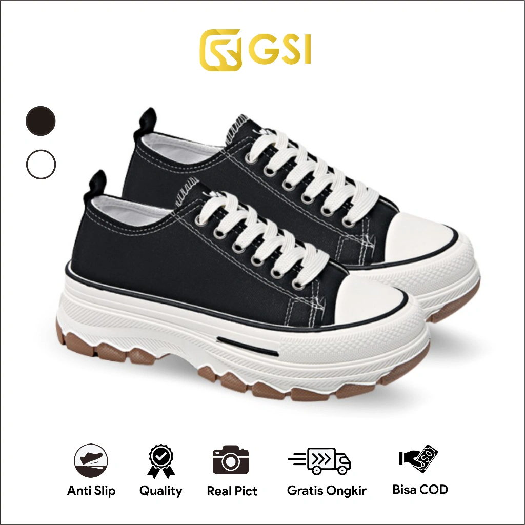 GSI Jimin Low 1216 Sepatu Wanita Sneakers Sekolah Kanvas Tebal Kekinian SIZE "36-41"