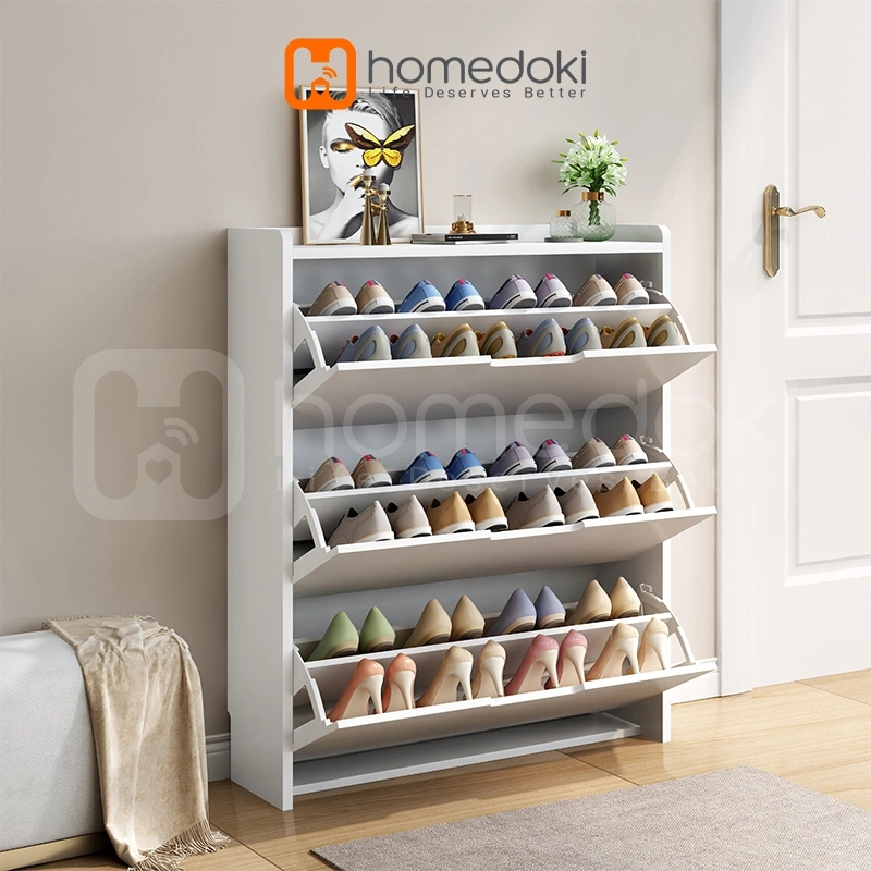 Homedoki Rak Sepatu/Lemari Sepatu/Rak Sepatu Susun Tertutup/Lemari Sepatu Minimalis/Rak Sepatu Kayu