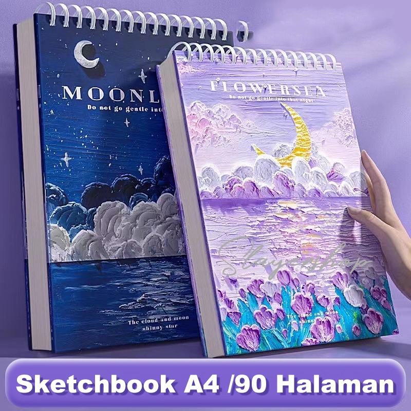 Sketchbook A4 Aesthetic Buku Gambar Vertikal Jilid Spiral 45 Lembar/90 Halaman