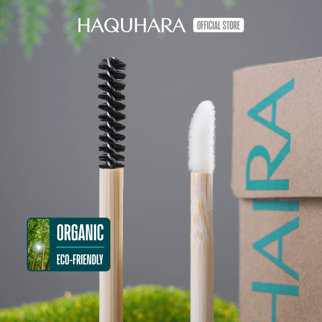 Haquhara Double Treat / Kuas Lips Spoolie Disposable Bamboo Brush