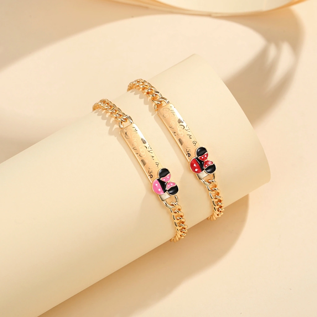 Lanme Jewelry Gelang Lapis Emas Mickey Mouse Anti Karat Dan Anti Luntur Untuk Aksesoris Anak Kecil Korea LM486