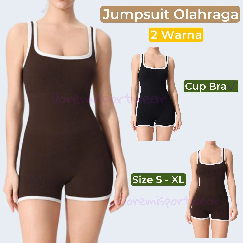JUMPSUIT OLAHRAGA WANITA DOREMI J11 JUMPSUIT PENDEK YOGA SETELAN SET OLAHRAGA WANITA