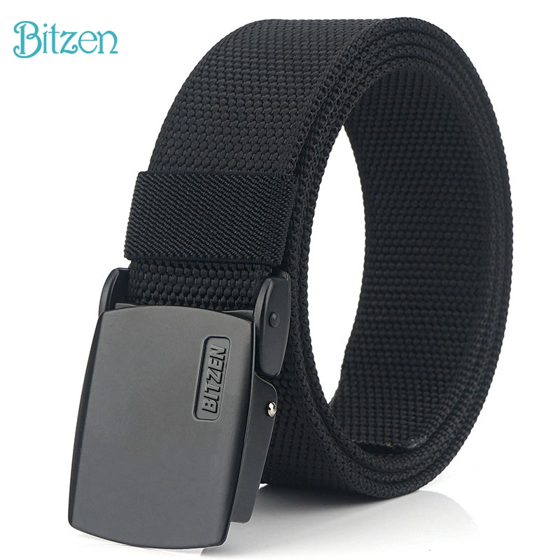 Bitzen Ikat Pinggang Pria Nylon Canvas Zink Alloy Belt Sabuk Pinggang Pria Gesper Pria