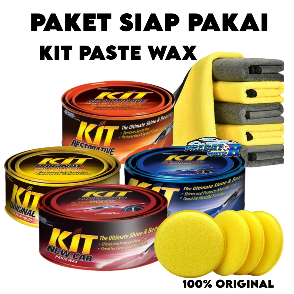 PAKET SIAP PAKAI Kit Original Paste Wax 225 gr - Kit Paste Wax Metallic 225 gr - Kit Paste Restorative 225gr - Kit Paste Wax New Car - Pengkilap Body Mobil