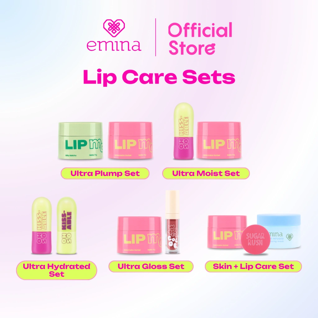Emina Skin & Lip Care Package #hellohealthyskin (Lip Mask. Lip Scrub, & Sleeping Mask) - Paket Perawatan Bibir dan Kulit Sehat