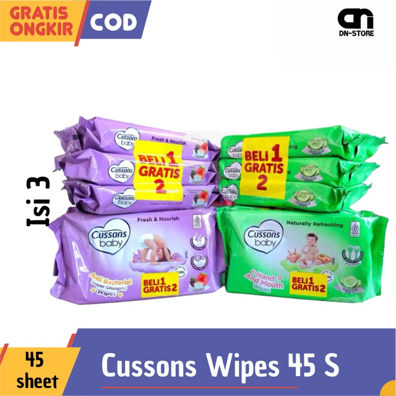 Tisu Basah Cussons Baby isi 45 sheet x 3 pack