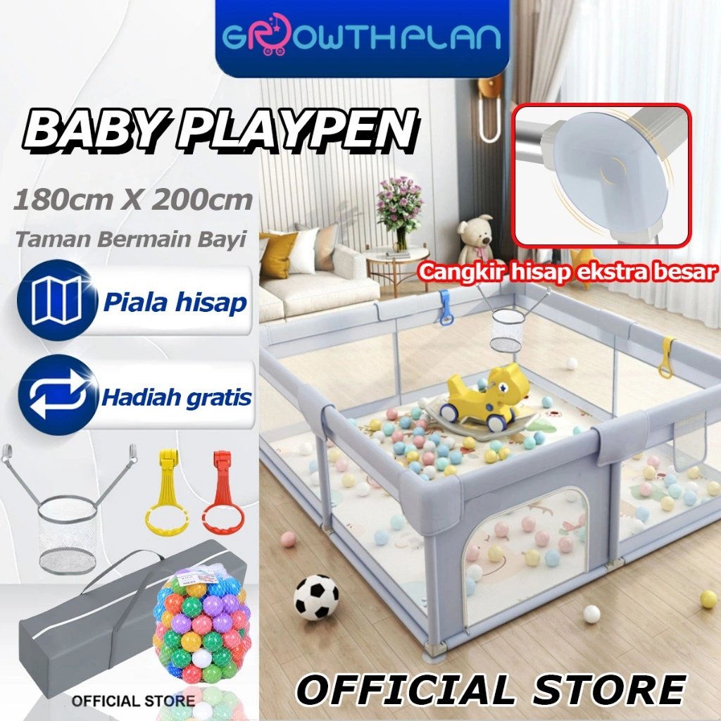 [Suction Cup Besar]Pagar Bayi Bermain Baby Playpen Fence pagar bayi rangka baja tahan karat pagar mainan anak Safety Playpen Big Play