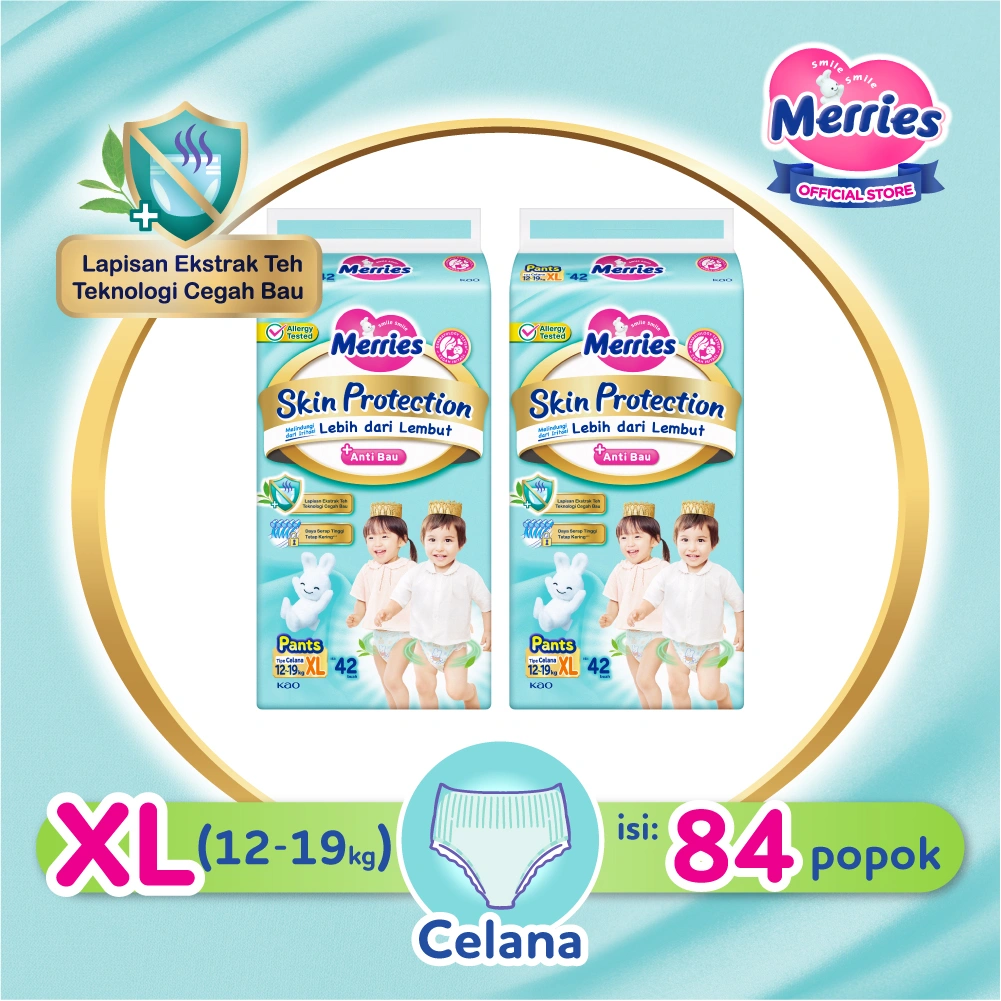 Merries Skin Protection Popok bayi Celana XL 42 Twinpack - Perlengkapan Bayi / Diapers Pants