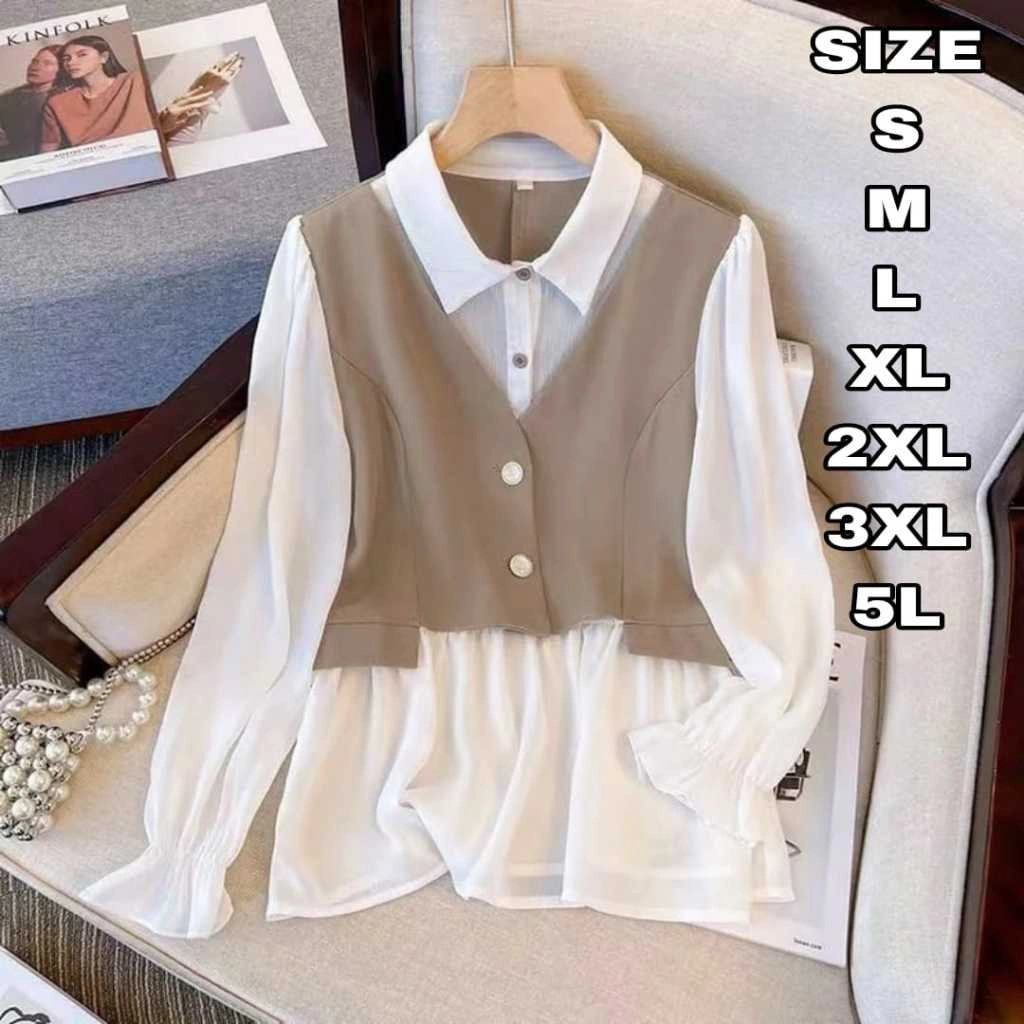 Oki Top Vest Atasan Blouse Korean Style Fashion Wanita Remaja