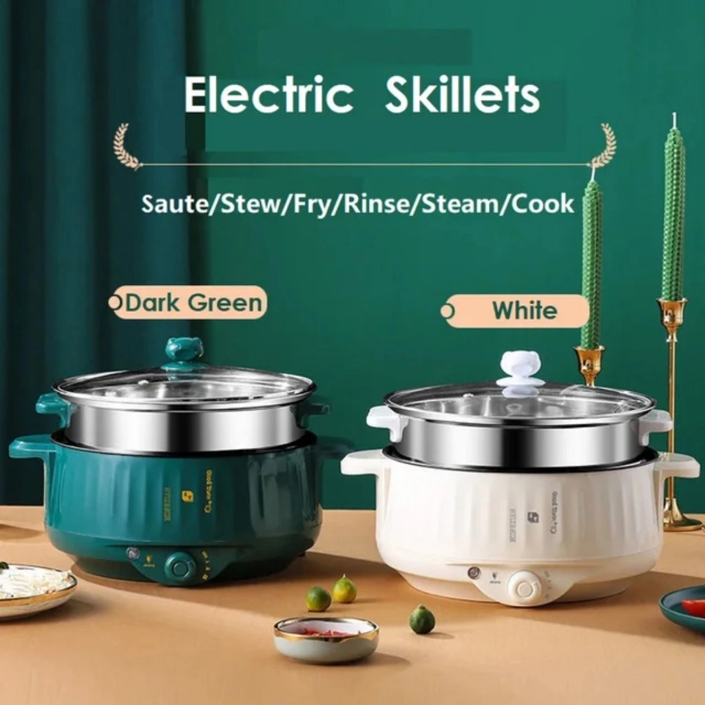 Panci Elektrik serbaguna anti lengket plus steamer 22cm new model/Panci listrik campuran keramik