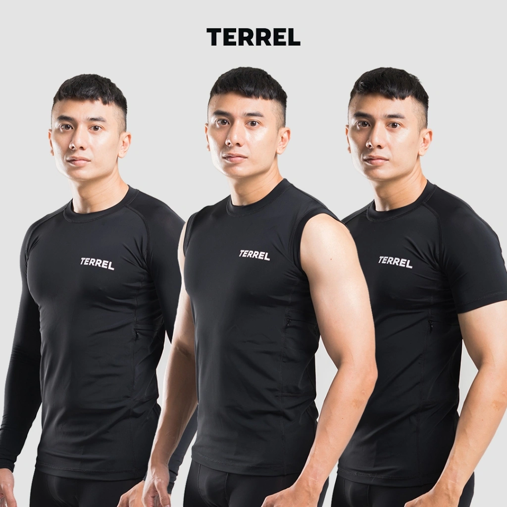 Terrel sportswear Performance Base Layer baju atasan kaos olahraga stretch pria lari running gym