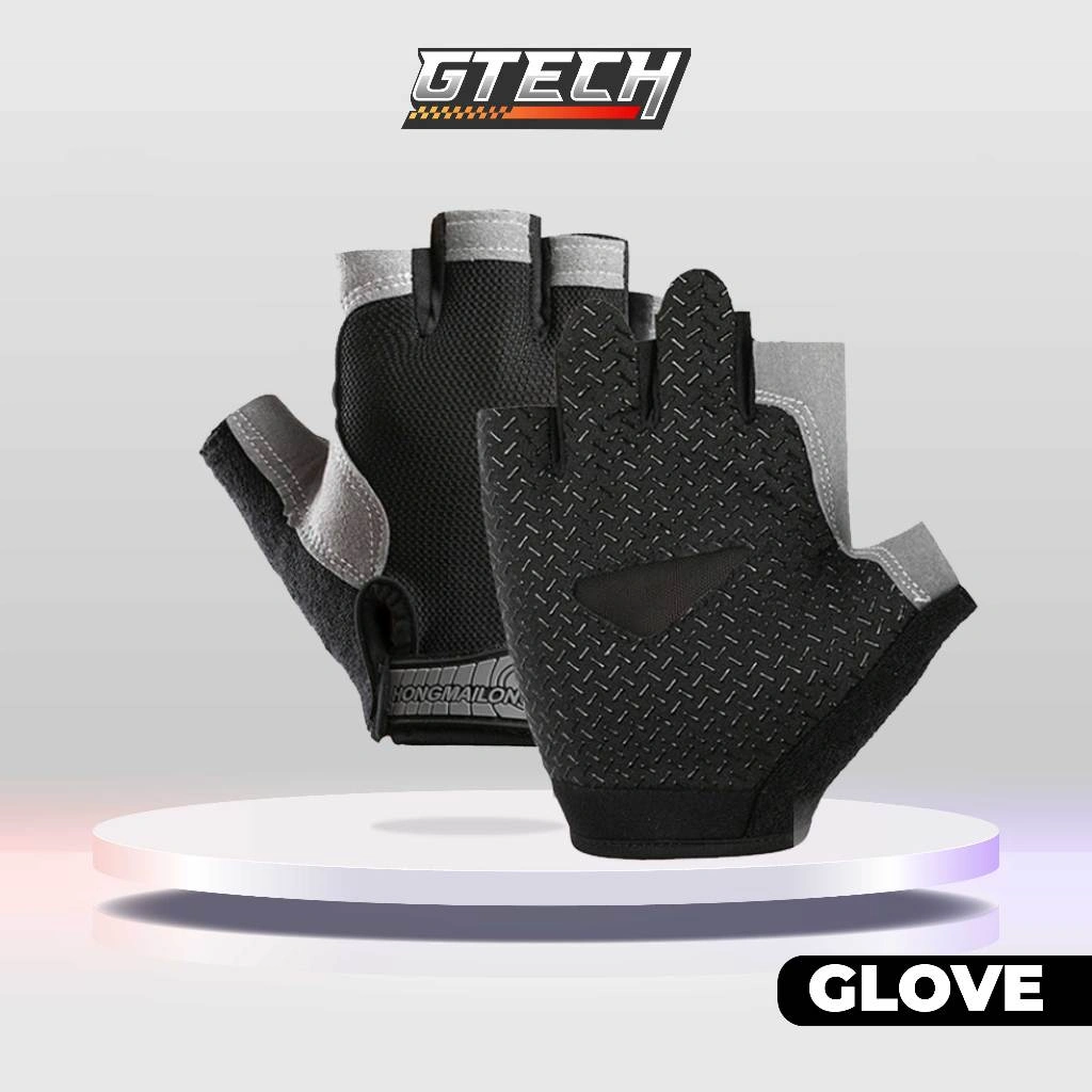 SARUNG TANGAN OLAHRAGA GYM SEPEDA MOTOR HALF FINGER GLOVE SETENGAH JARI TERBUKA RUNNING PULL UP