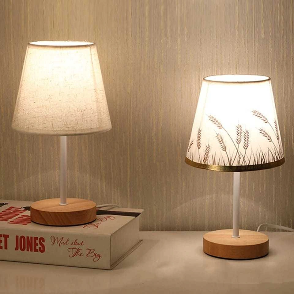 Nomaid.id - Lampu Tidur Aesthetic TA048 - Lampu Meja Vintage Classic Motif Kayu - Vintage Bed Lamp