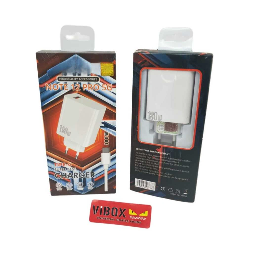 Charger Ori 100% 180W Redmi note12 Pro 5G Support FastCharging kompatible semua hp smartphone android Terlaris Sen