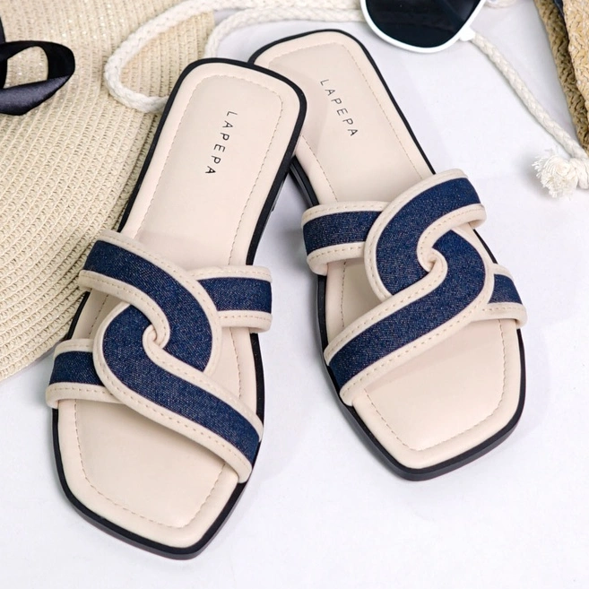 LAPEPA YUK - OLLA Sandal Wanita Teplek Korea Casual Size 36 - 40 Sendal Slop Empuk Flat Cewek Kasual Rumahan Warna Hitam Black Cream Krem Rumah Selop Karet Korean Style Premium 37 38 39 Perempuan Kekinian Terbaru Shoes ORI Original Mall Official Store