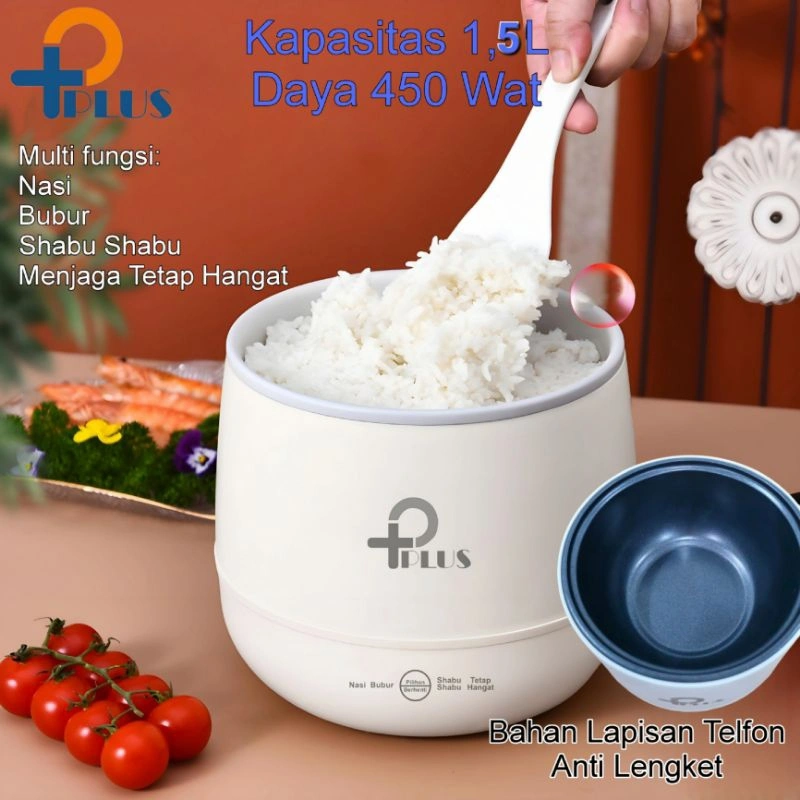 [ PPLUS ] Magic com mini 1,5 Liter Anti Lengket Serbaguna Mini Rice cooker Panci Listrik 450Wat /Mini Rice cooker low Wat cocok Digunakan Di Kos