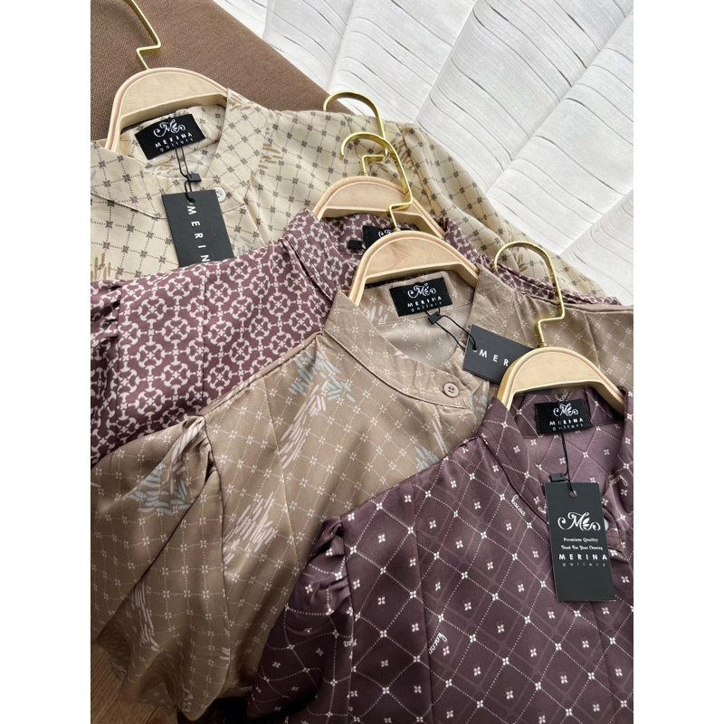 KEMEJA MOTIF SIMPLE PUFFY SHIRT /KEMEJA WANITA/atasan casual terlaris/Blouse motif/kemeja print~MERINA GALLERY