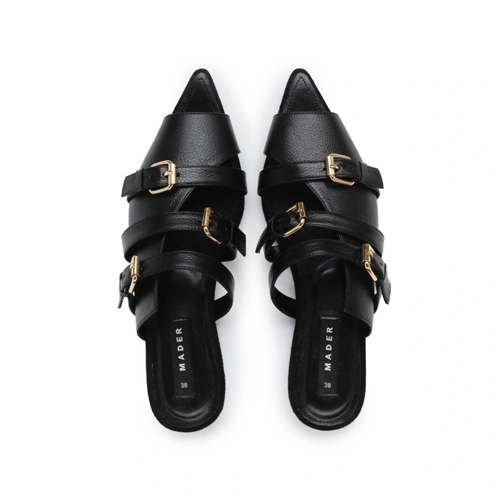 Mader Open Toe Mules Noir/Classic Blue Sole