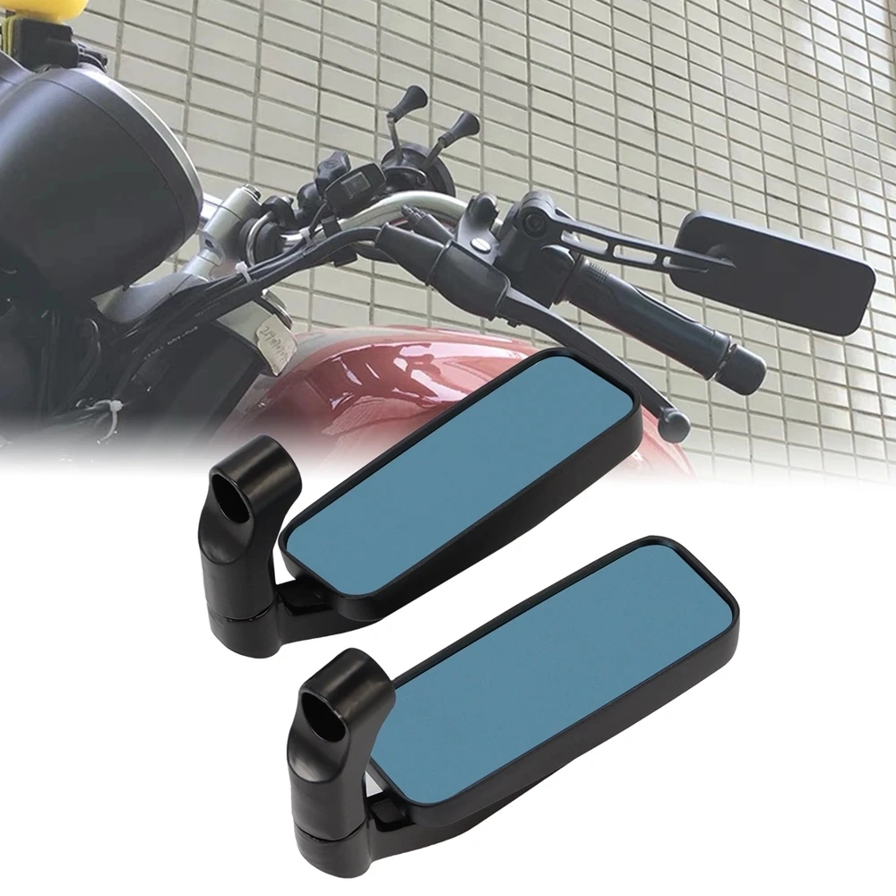Kaca Spion Universal untuk Skuter Sepeda Motor ATV dengan Kaca Biru Anti Silau