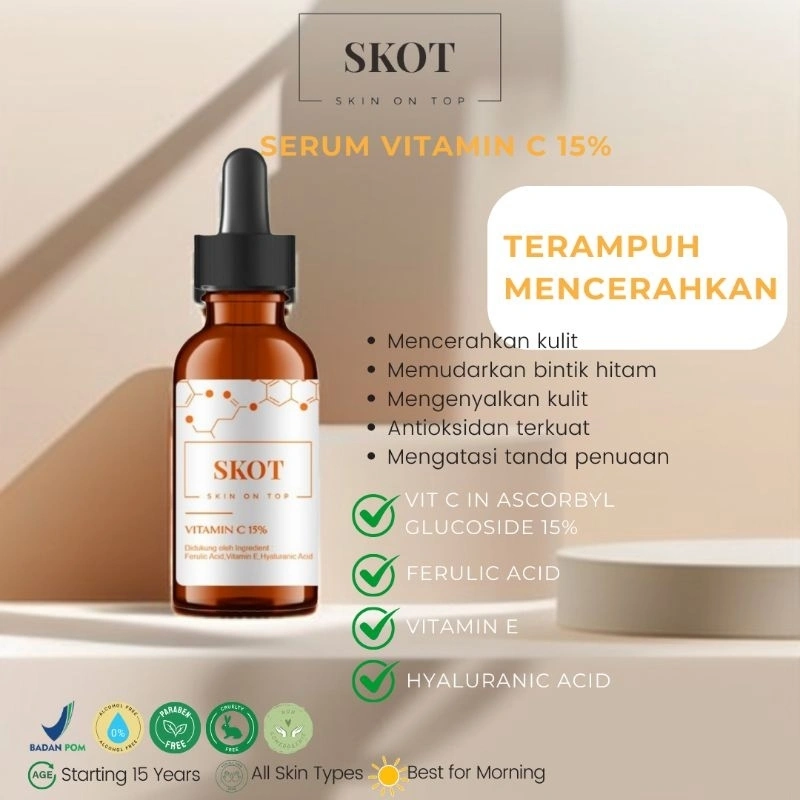 SKOT Serum Vitamin C 15% dengan tambahan Ferulic Acid dan Vitamin E