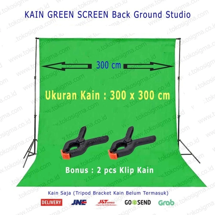Kain Hijau Latar Foto Editing Chroma Green Screen Background Backdrop Layar Katun Photo Studio 3x3 mtr