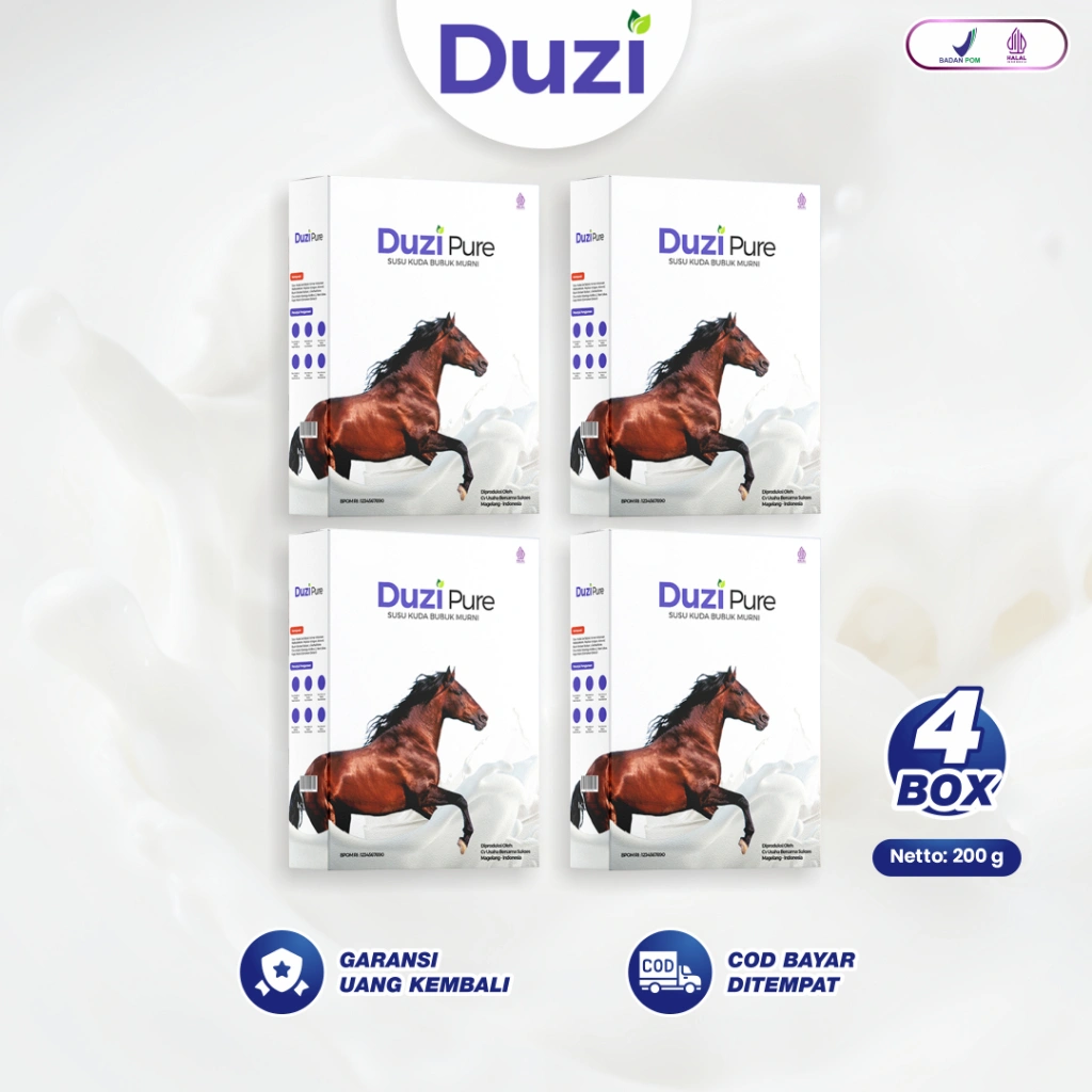 Duzi Pure - Susu Kuda Lombok Bubuk 200 Gram 4 Box