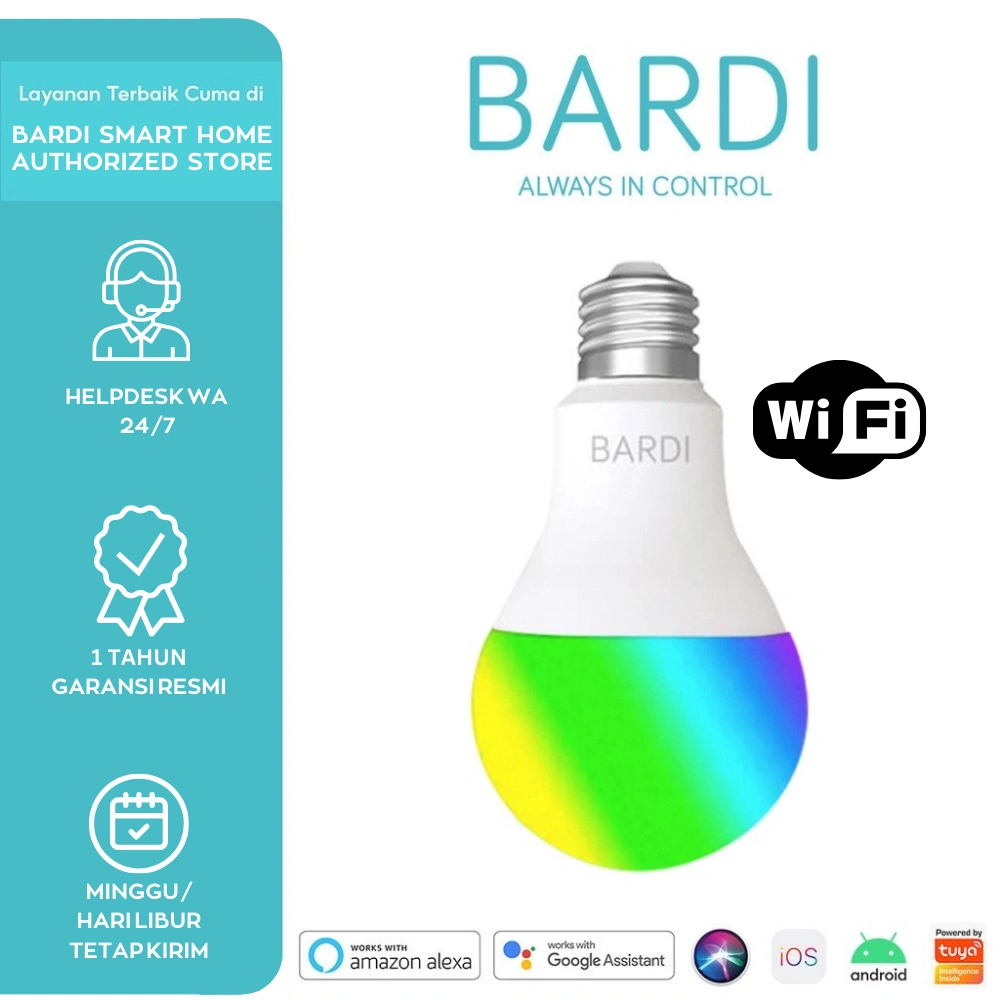 BARDI Smart Lampu 12w / 9w WiFi Bluetooth Bohlam LED Bulb 12 / 9 Watt Pintar Otomatis RGBWW Musik