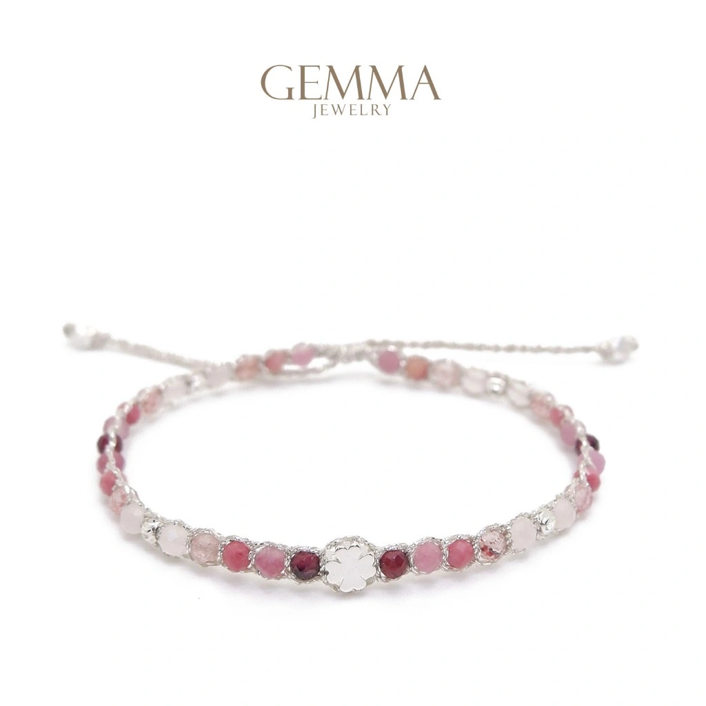 Gemma Jewelry - Silver Crystals of Love Gemstone Bracelet | Natural Gemstones & Anti Karat Stainless Steel Findings | Gelang Batu Alam Asli