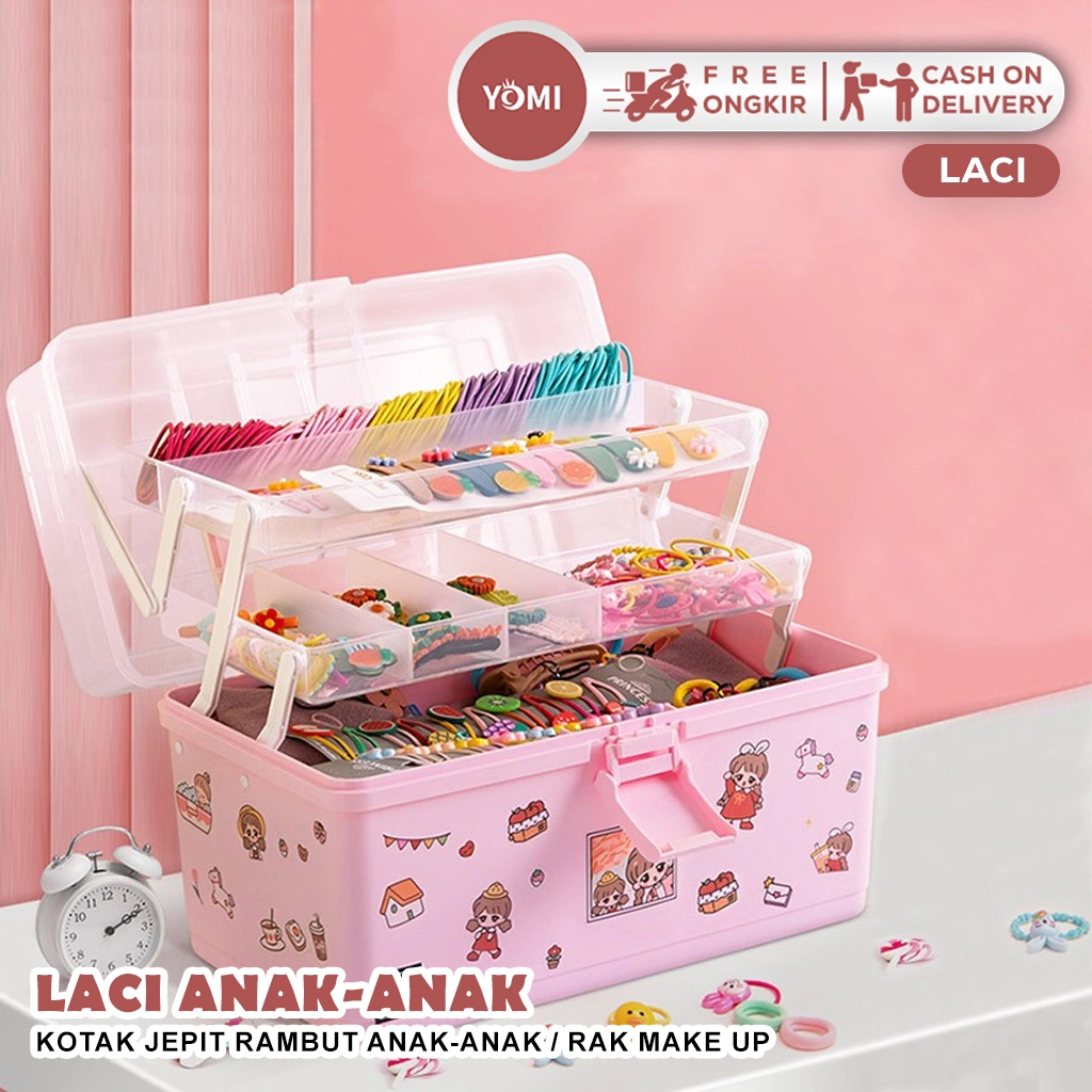 YOMI - kotak Jepit Rambut Anak-anak 2103/ D55 Rak Make Up / Rak Kosmetik / Kotak Makeup
