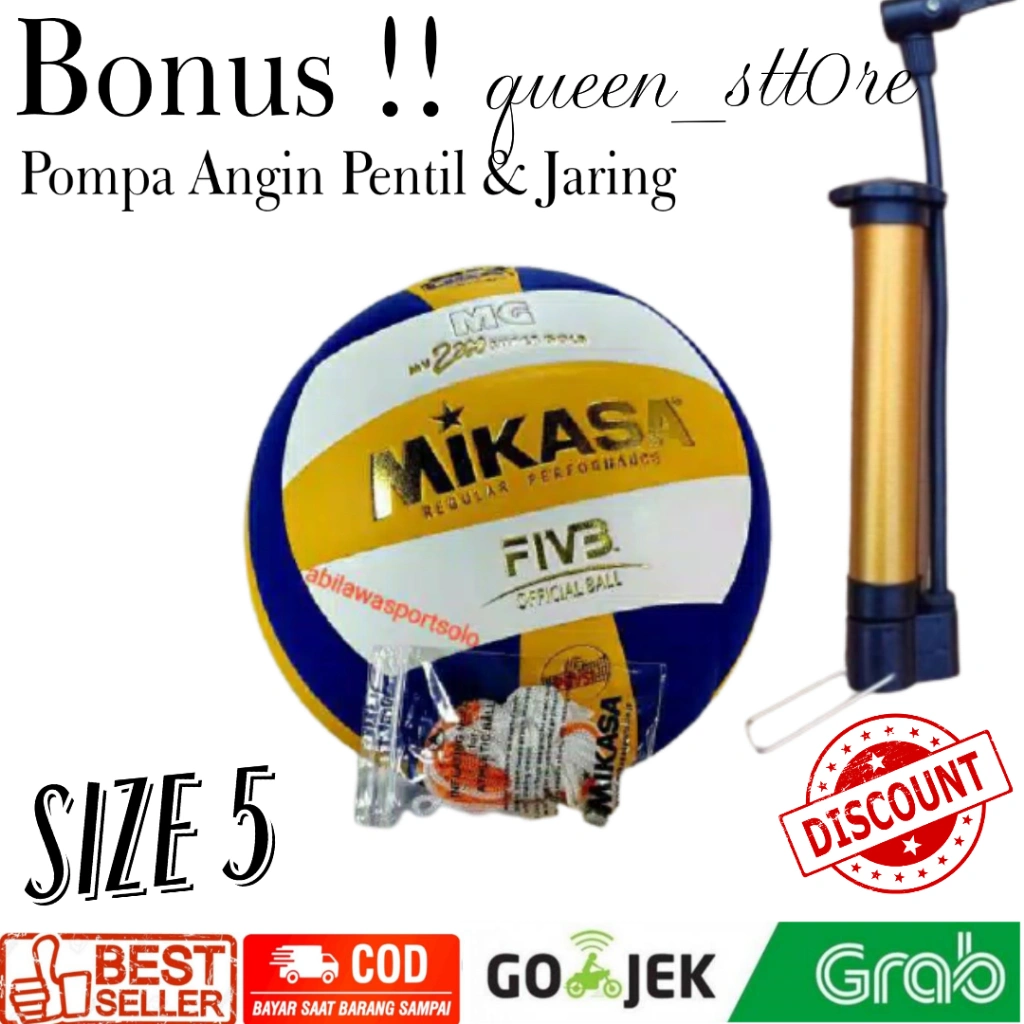 Bola Voli Voly Untuk Dewasa Empuk Bonus Pompa Pentil dan Jaring Bola
