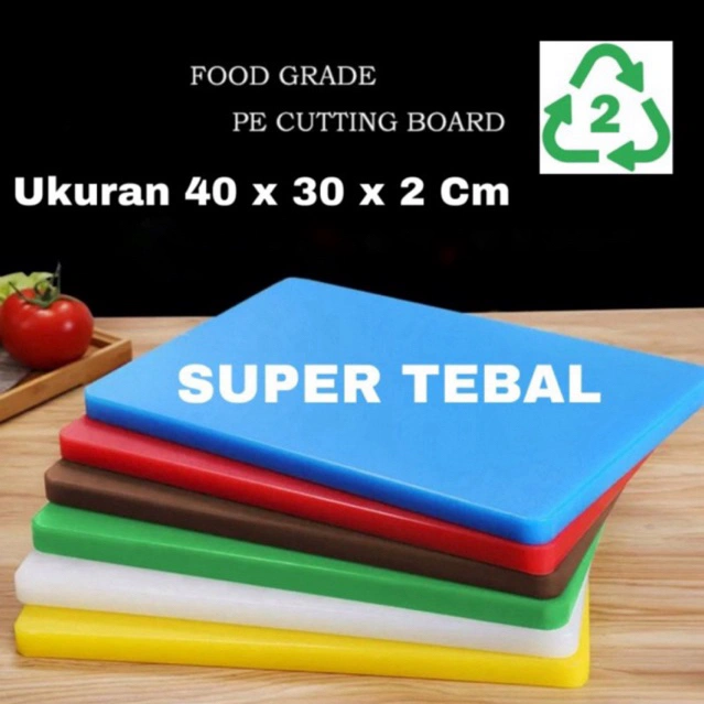 Talenan READY STOCK LENGKAP cutting board plastik TEBAL MBG HDPE 40 x 30 x 2 Cm tebal FOOD GRADE