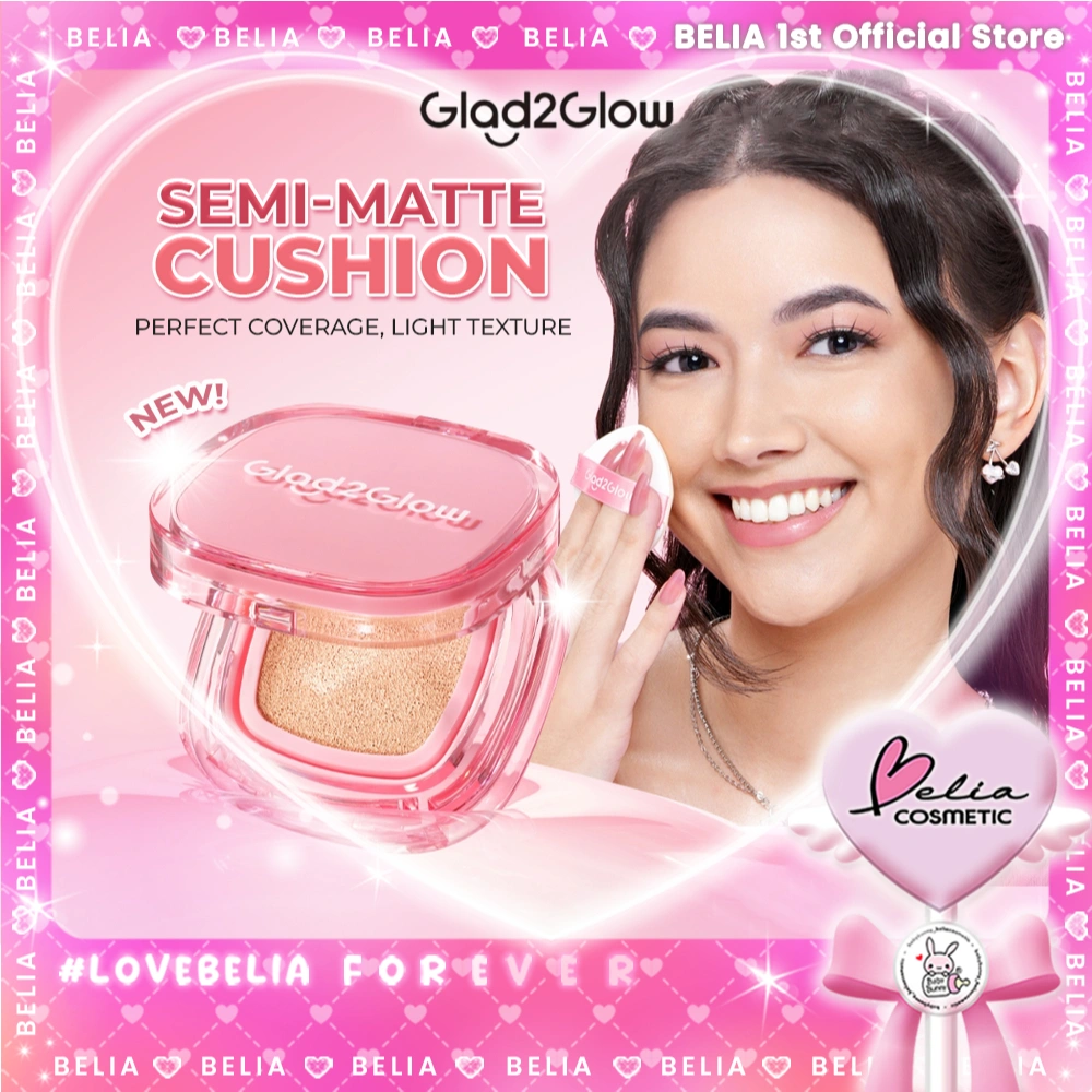 ❤ BELIA ❤ GLAD2GLOW Perfect Cover Cushion | Full Refill | Infused Skincare | High coverage | Transfer-proof