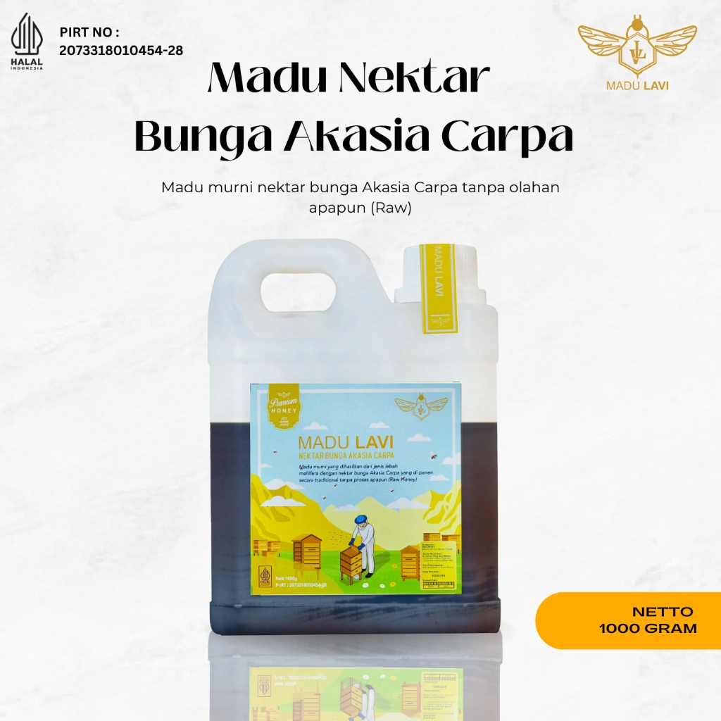 Madu Lavi Murni Asli Nektar Akasia 1000gram Grade A 100% Alami Pure Raw Honey