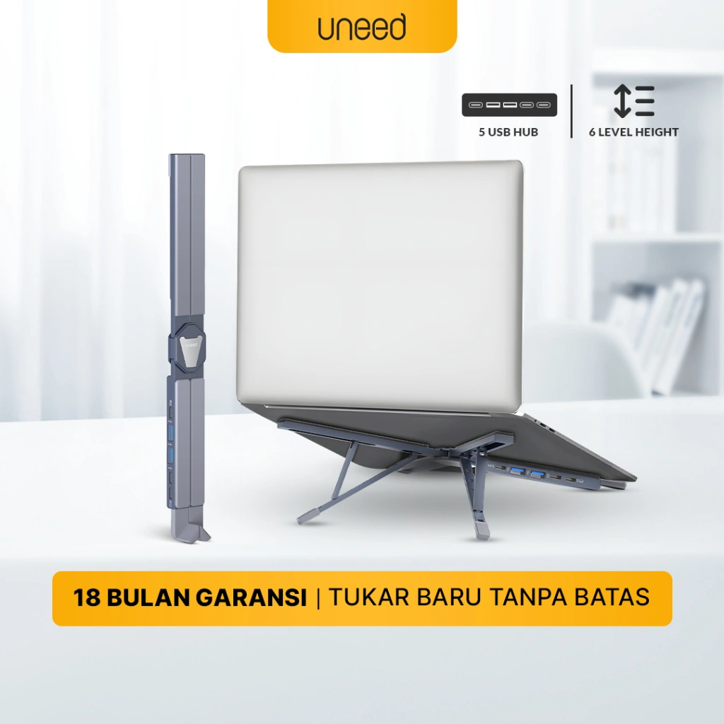 UNEED Laptop Stand with HUB 5in1 Port Docking Station Foldable – ULS907