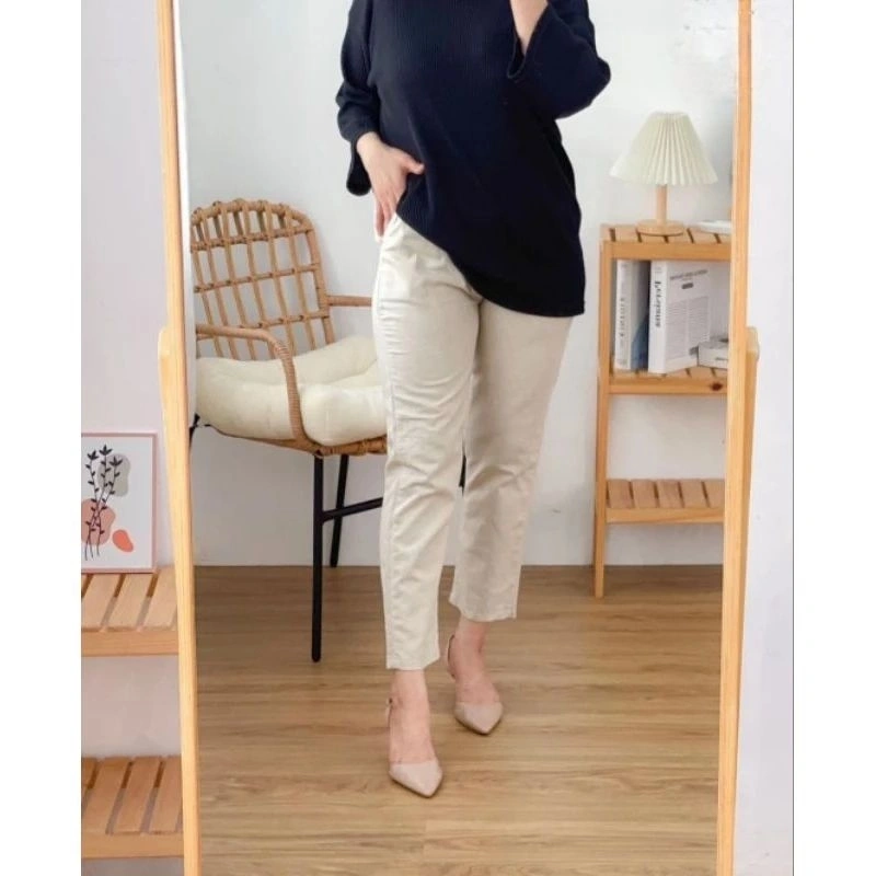 Celana Chino wanita - Celana katun slimfit wanita - Chino pants wanita bahan tebal stretch