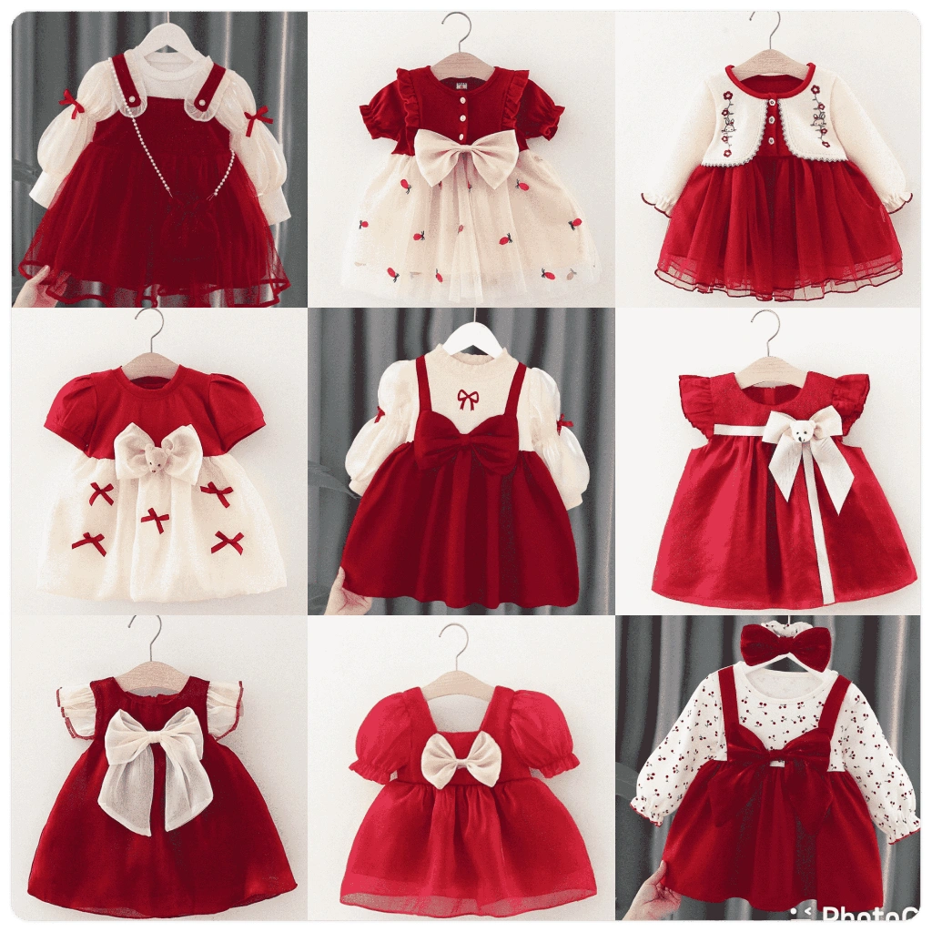 INCESSBABY Dress Anak Bayi Perempuan Import Merah Natal