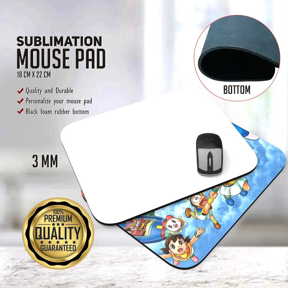Alas Mouse Sublimasi Karet Alam (22x18cm) Tebal 3mm - Blank Kosong Custom Desain Sendiri Kualitas Premium