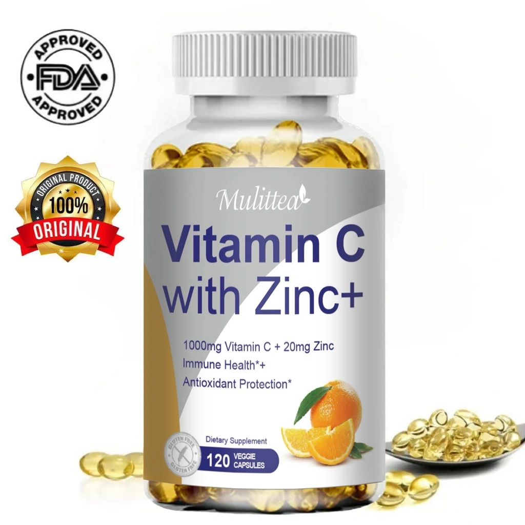 Mulittea Vitamin C With Zinc Vitamin C 1000mg And Zinc 20mg for Immune Support ,Powerful Antioxidant & Energy Production 120pcs Dukungan Kekebalan Tubuh, Antioksidan Kuat & Produksi Energi